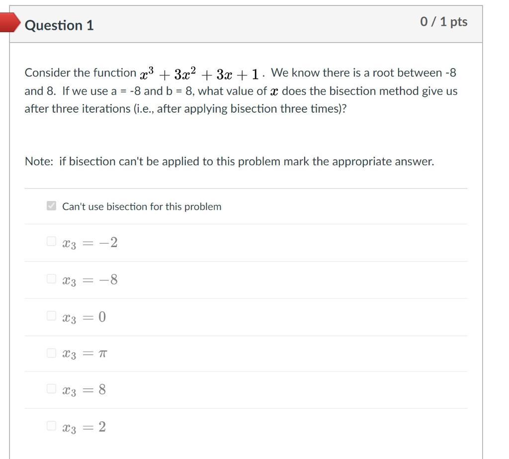 Solved Question 1 0 / 1 Pts Consider The Function X3 + 3x2 + | Chegg.com