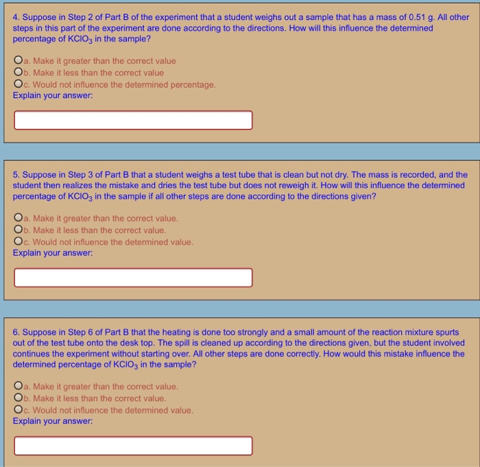 Solved 4. Suppose In Step 2 Of Part B Of The Experiment That | Chegg.com