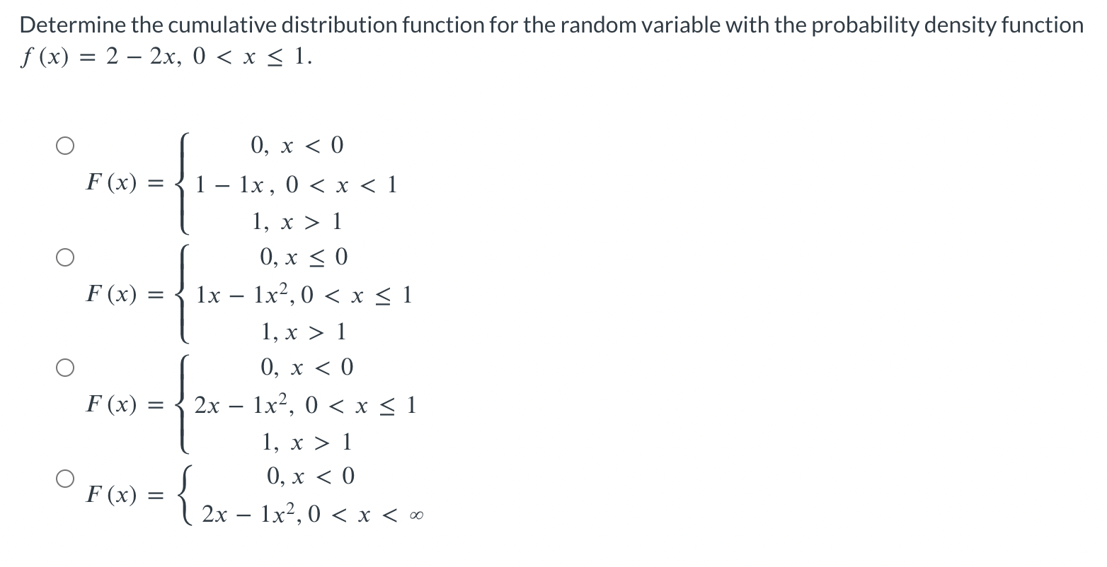 Solved Determine the cumulative distribution function for | Chegg.com