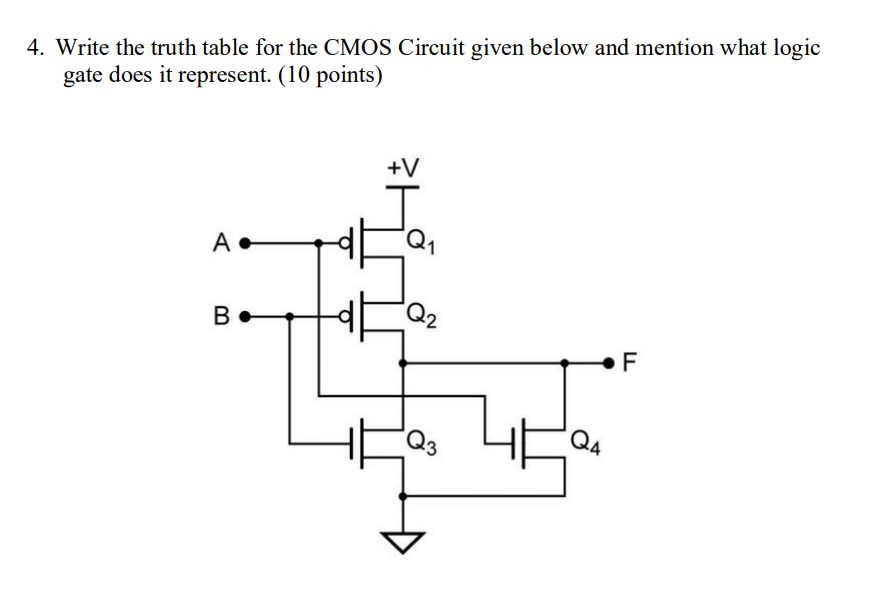 Solved 4. Write the truth table for the CMOS Circuit given | Chegg.com