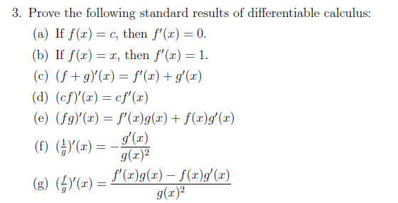 Solved 3 Prove The Following Standard Results Of Differe Chegg Com