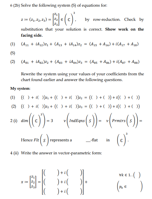 6 (2b) Solve the following system (S) of equations | Chegg.com