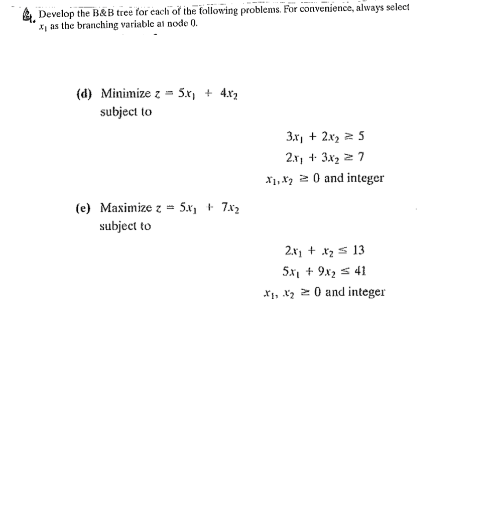 Solved Develop The B&B Tree For Each Of The Following | Chegg.com