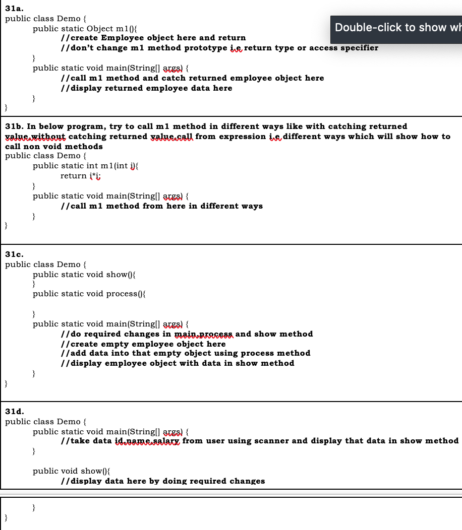 Solved 31a. public class Demo { public static Object m10){ | Chegg.com
