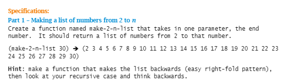 Solved Specifications: Part 1 - Making a list of numbers | Chegg.com