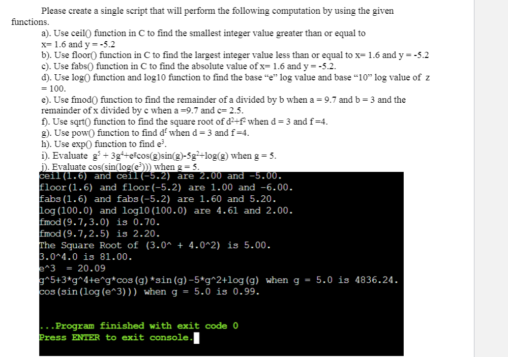 Solved Please create a single script that will perform the | Chegg.com