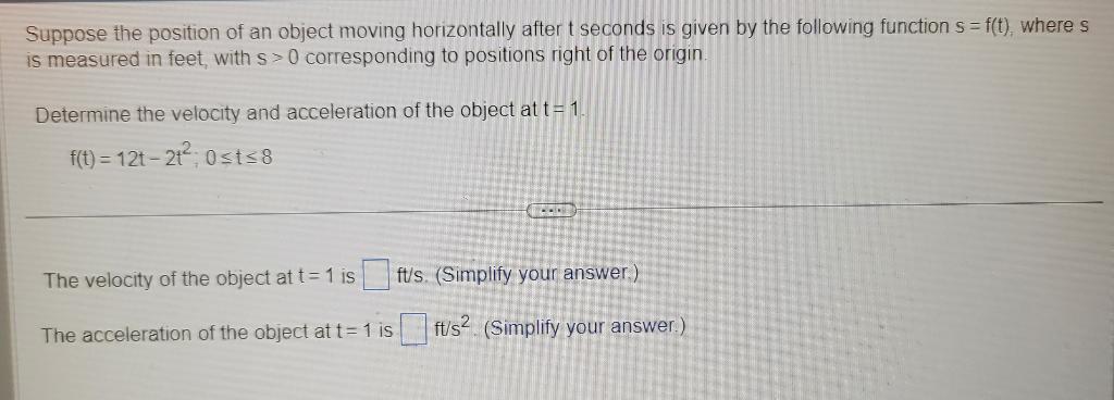 Solved Suppose the position of an object moving horizontally | Chegg.com