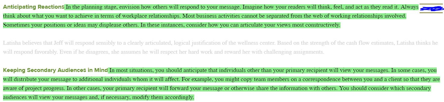 Anticipating Reactions In the planning stage, envision how others will respond to your message. Imagine how your readers will
