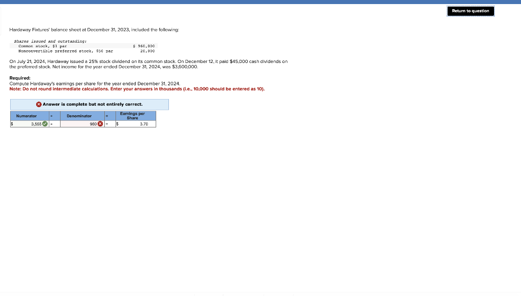 Solved Hardaway Fixtures' balance sheet at December 31,