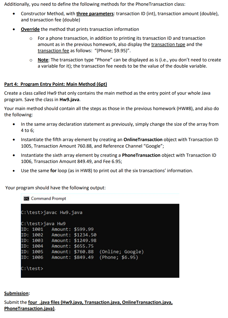 Solved Transaction.java 2 public class Transaction 3 { | Chegg.com