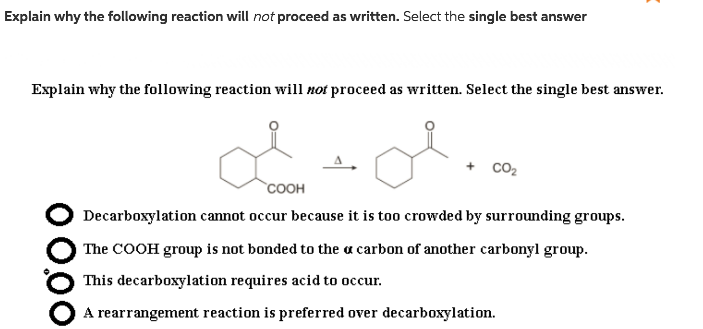 Solved Explain why the following reaction will not proceed | Chegg.com