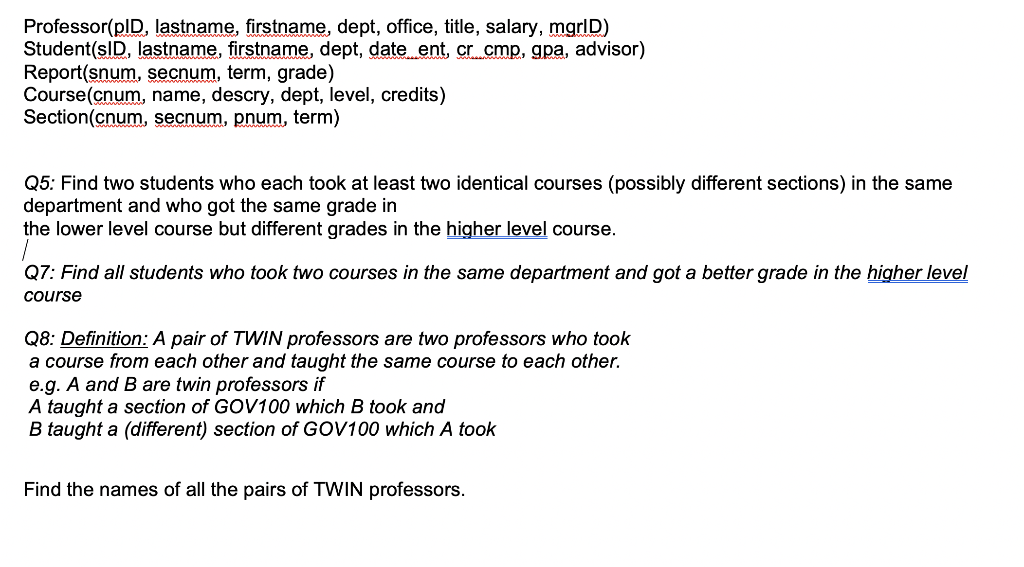 Professor(pID, lastname, firstname, dept, office, | Chegg.com