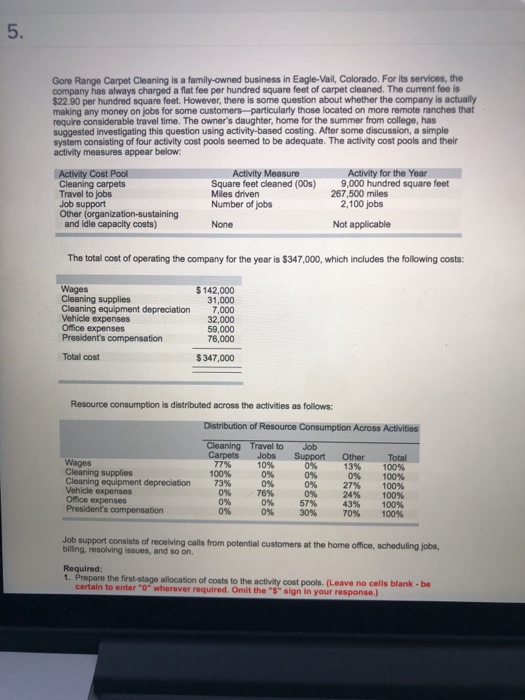 Solved 5. Gore Range Carpet Cleaning is a familyowned