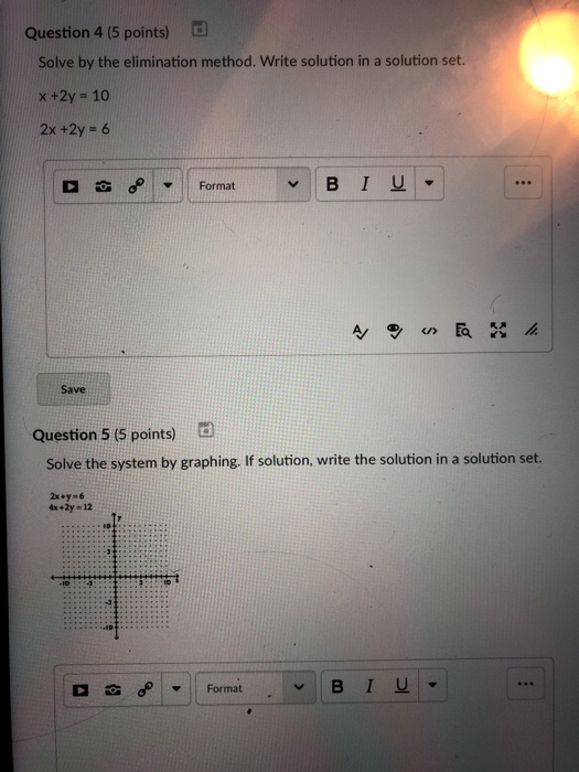 Solved Question 4 (5 points) Solve by the elimination | Chegg.com