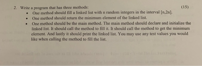 Solved 2. Write a program that has three methods: (15) • One | Chegg.com