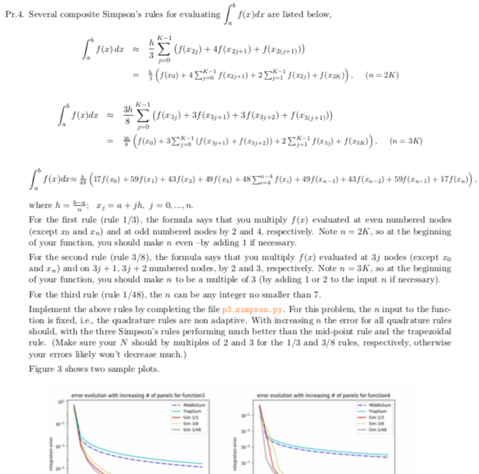 (python coding) Pr.4. Several composite Simpson’s | Chegg.com