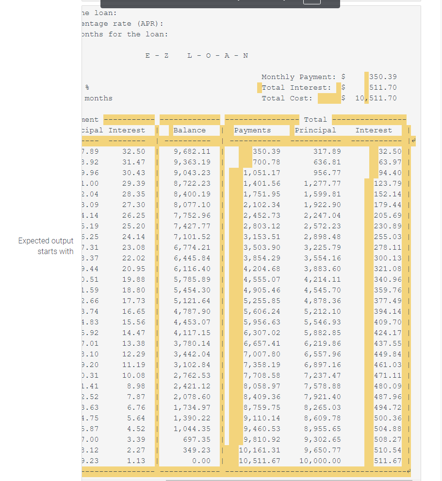 Solved using python 3 how can I get the expected output | Chegg.com