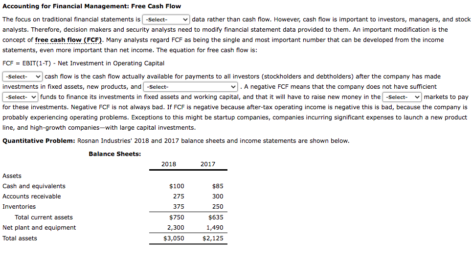 Solved Accounting for Financial Management: Free Cash Flow | Chegg.com