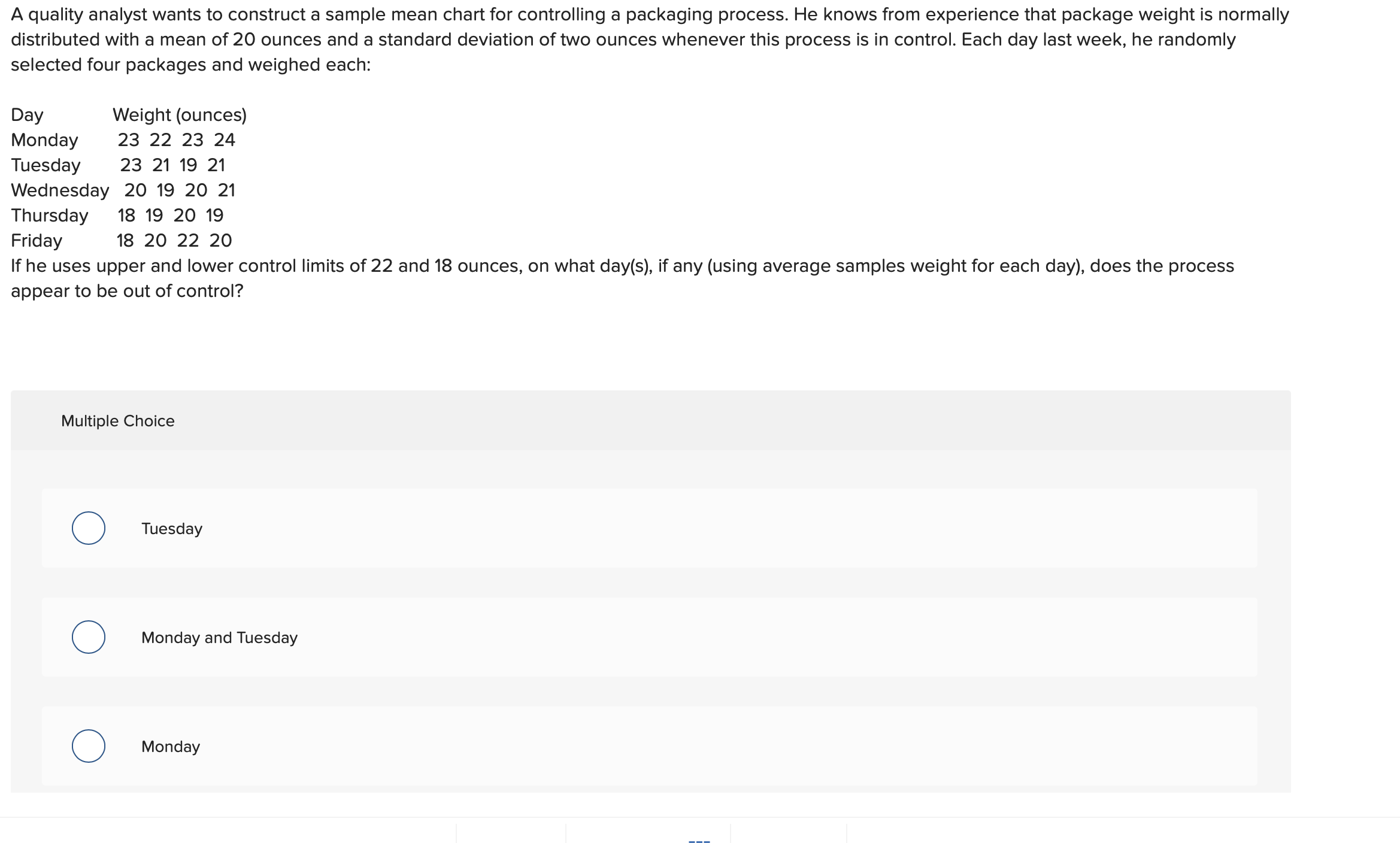 Solved A quality analyst wants to construct a sample mean | Chegg.com