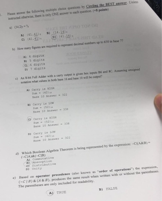Solved Please answer the following multiple choice questions | Chegg.com
