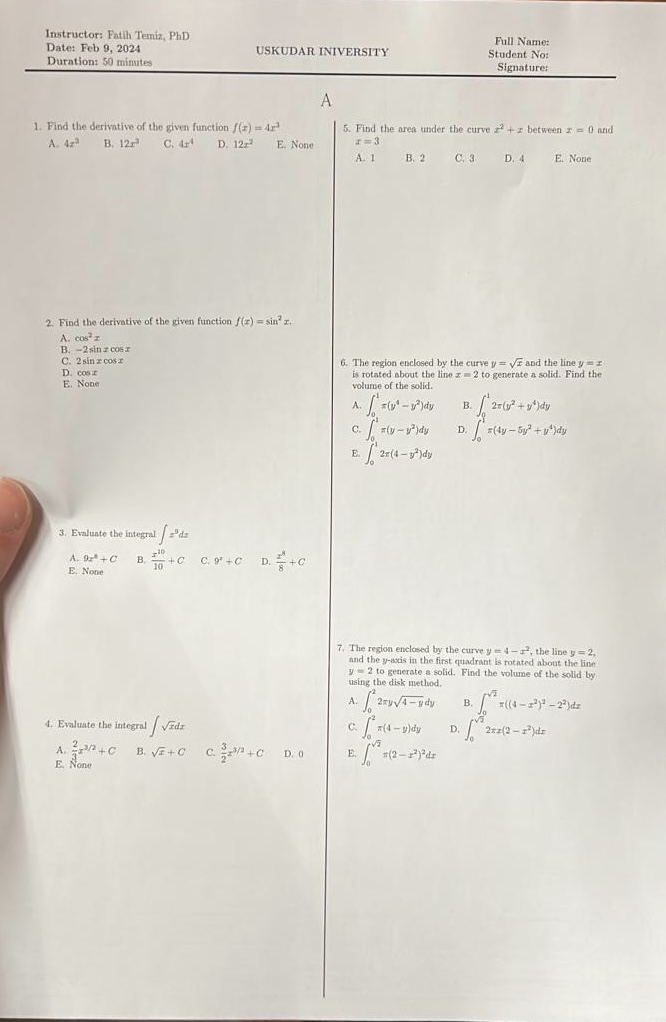 Solved B. 2C. 3D. 4E. ﻿NoneFind the area under the curve | Chegg.com