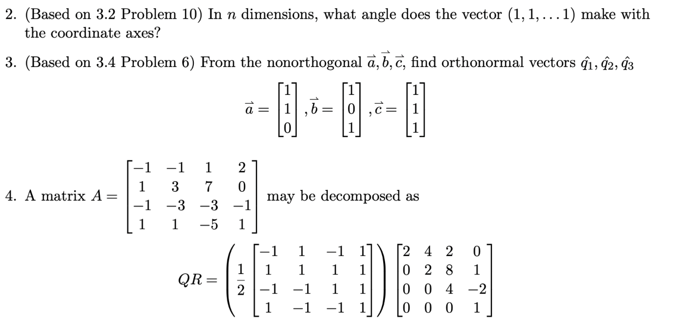 Solved 2. (Based on 3.2 Problem 10) In n dimensions, what | Chegg.com