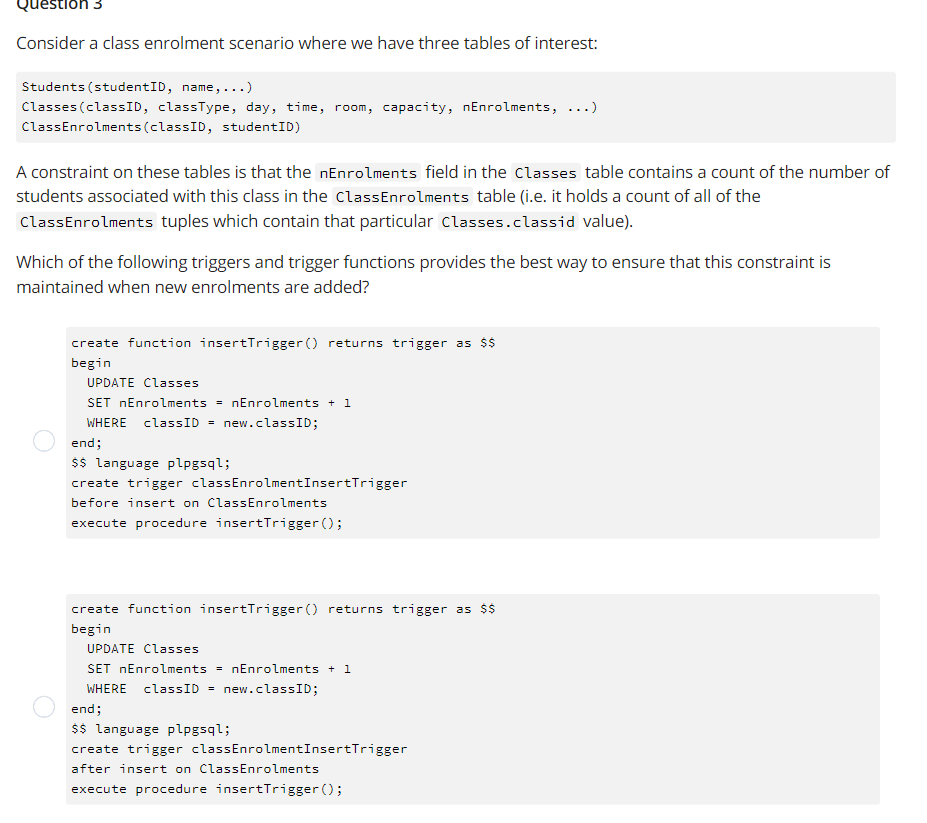 Solved Consider the following table: create table Students | Chegg.com