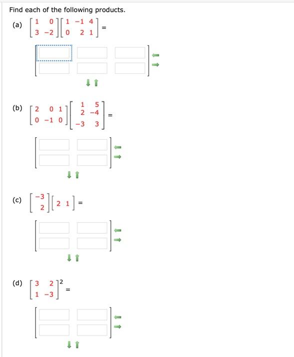 Solved Find each of the following products. (a) 1 011-14 0 2 | Chegg.com
