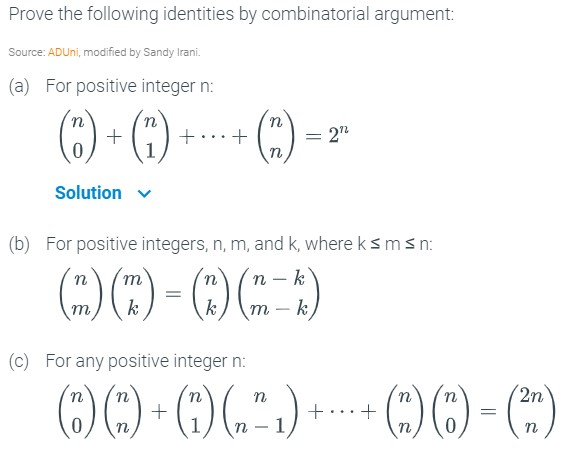 Solved Prove The Following Identities By Combinatorial | Chegg.com