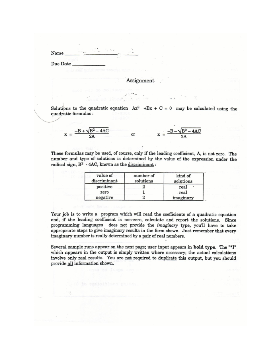 Solved Solutions To The Quadratic Equation Ax2+Bx+C=0 May Be | Chegg.com