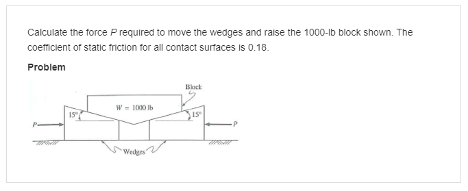 Solved Calculate the force P required to move the wedges and
