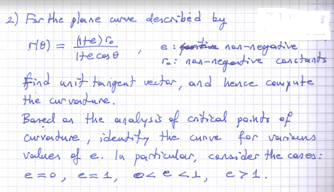 Solved ro) = (ite). 7 He caso 2) For the plane curve | Chegg.com