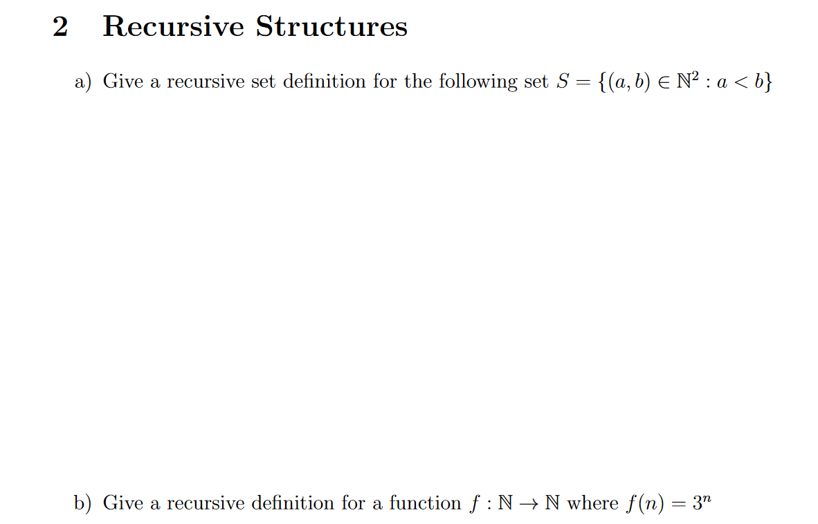 Solved Recursive Structures A) Give A Recursive Set | Chegg.com