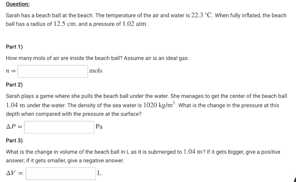 Solved These are the Ideal gas law questions. The answer of | Chegg.com