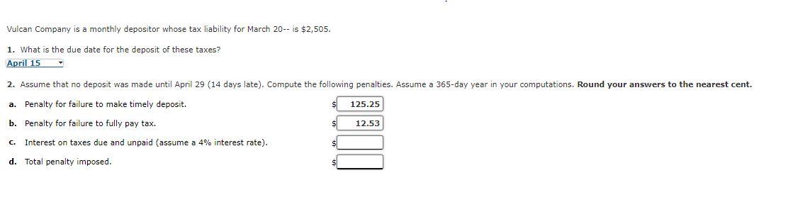 solved-vulcan-company-is-a-monthly-depositor-whose-tax-chegg
