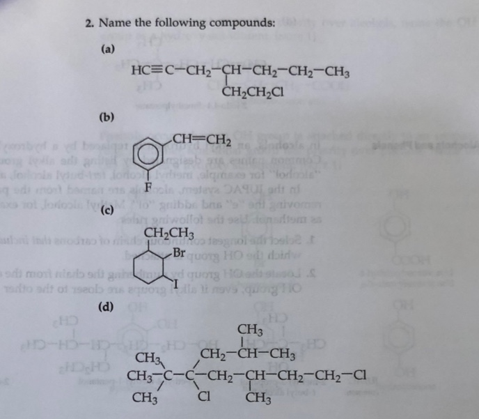 Solved 2. Name the following compounds: (a) | Chegg.com