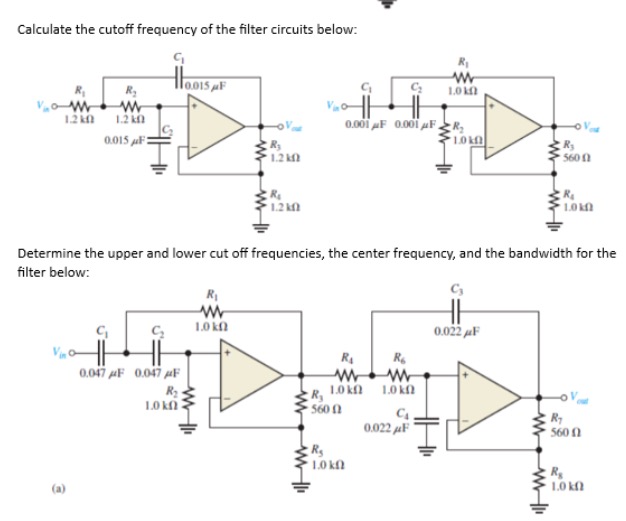 Solved Calculate the cutoff frequency of the filter circuits | Chegg.com