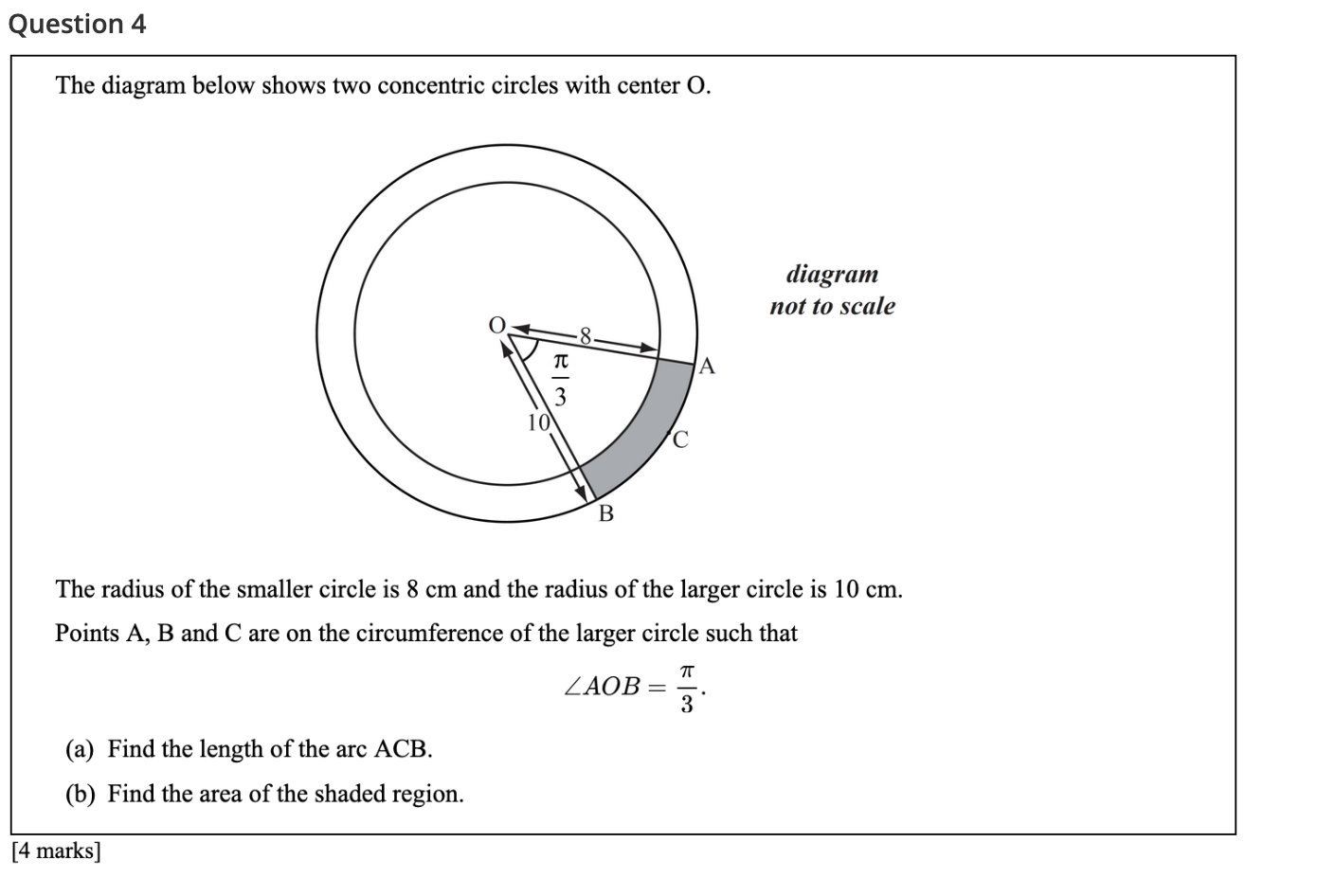 [Solved]: Question 4 The diagram below shows two concentri