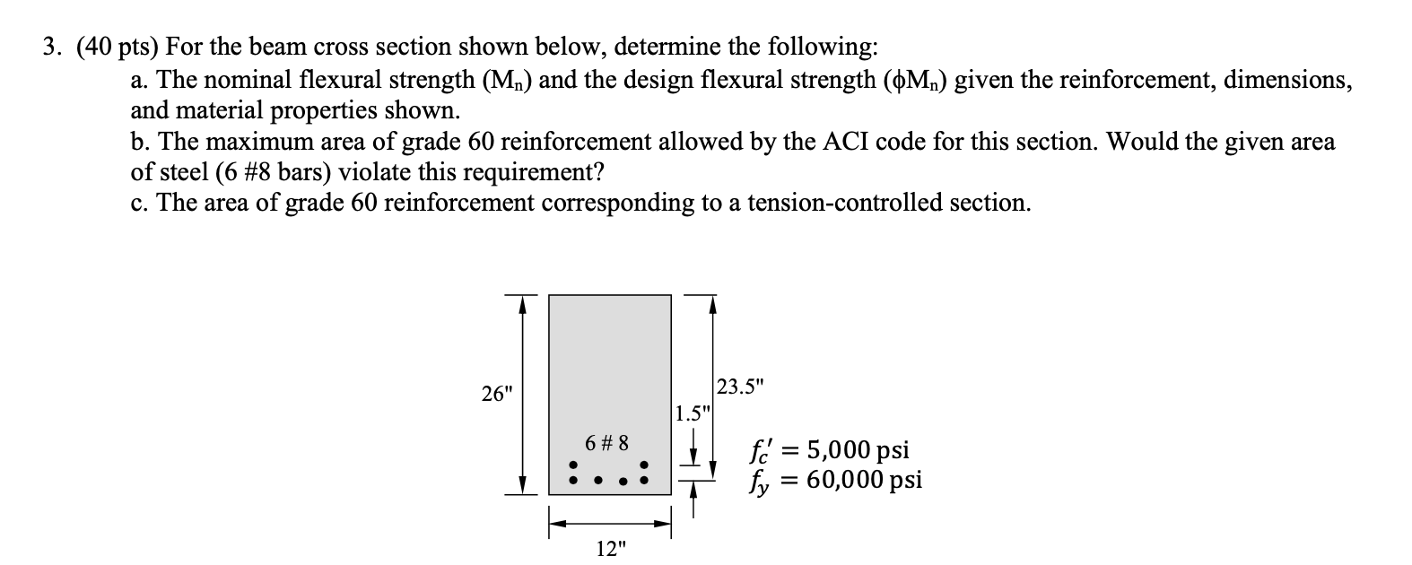 Solved 3. (40 pts) For the beam cross section shown below, | Chegg.com