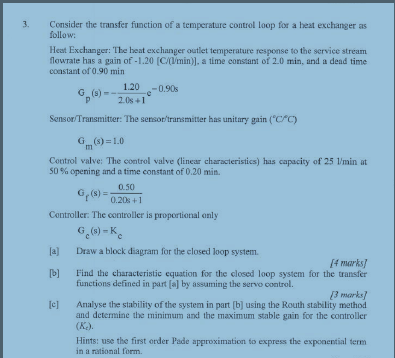 Solved Consider the transfer function of a temperature | Chegg.com
