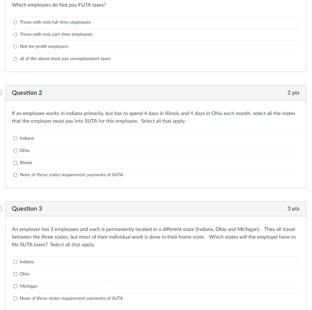 Solved Which Employers Do Not Pay Futa Taxes Those With Chegg Com
