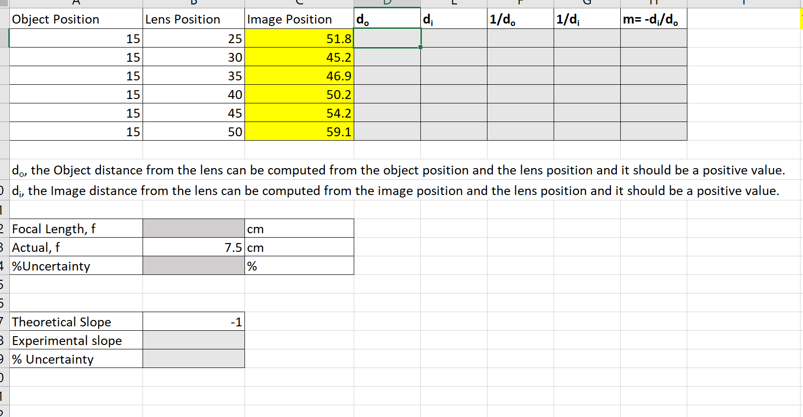 Solved How to calculate object distance (Do) and image | Chegg.com