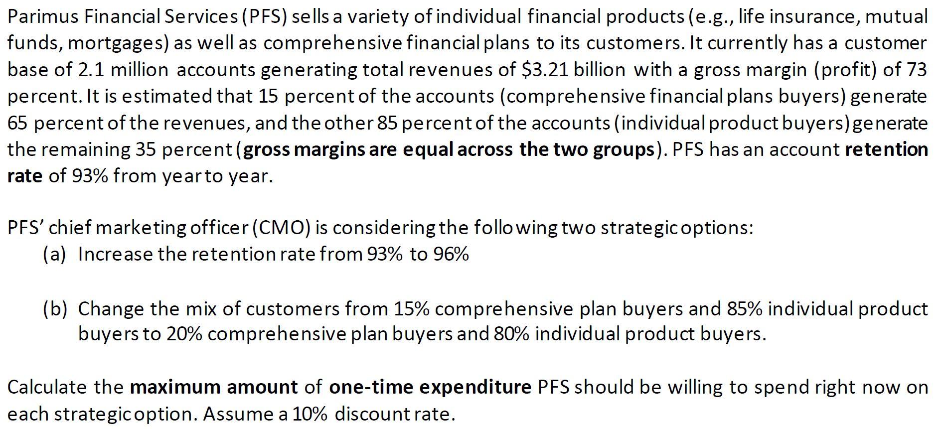 Parimus Financial Services (PFS) sells a variety of | Chegg.com