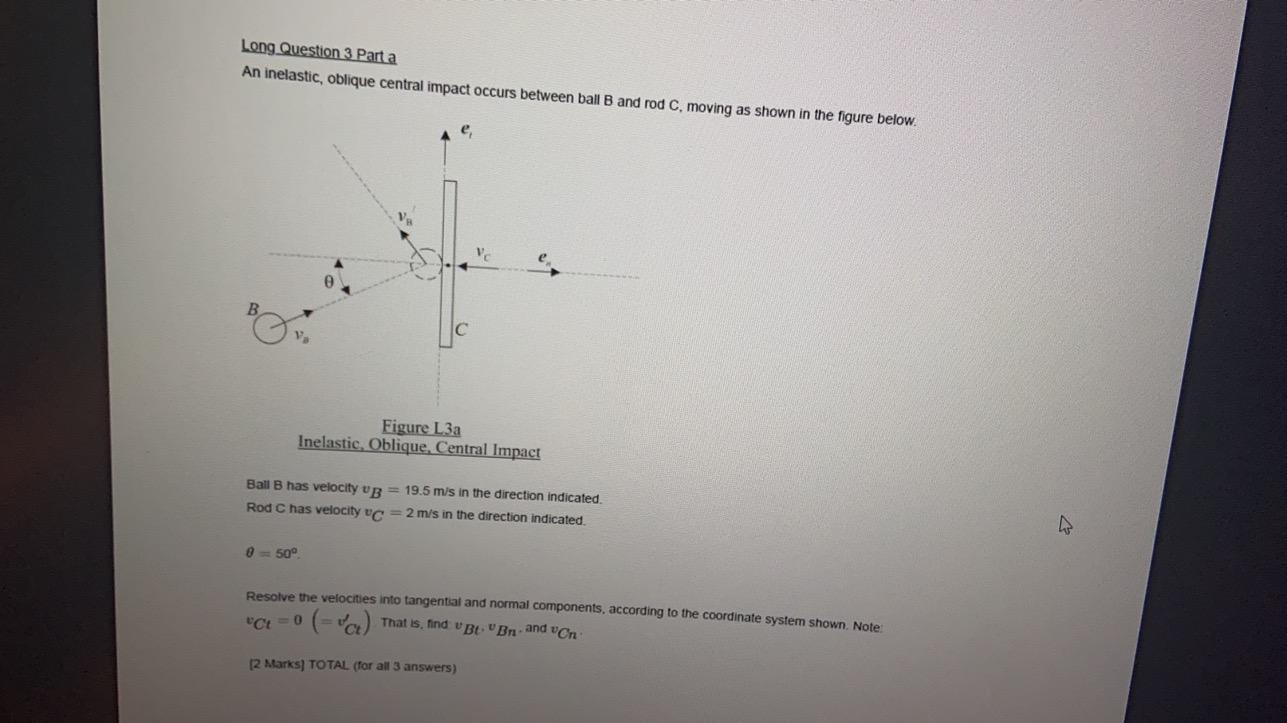 Solved Long Question 3 Parta An Inelastic, Oblique Central | Chegg.com