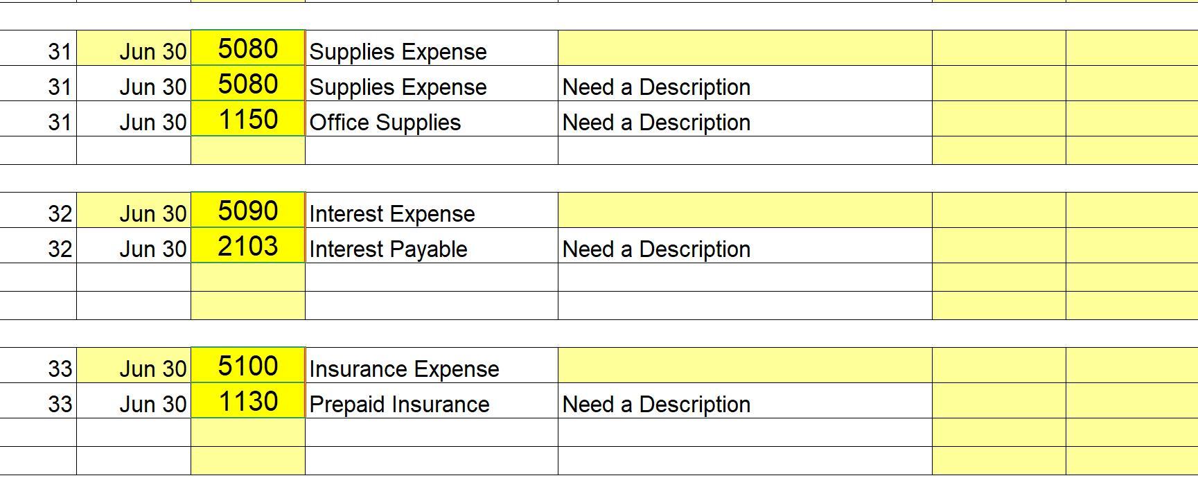 31. A physical inventory showed that only 414.00