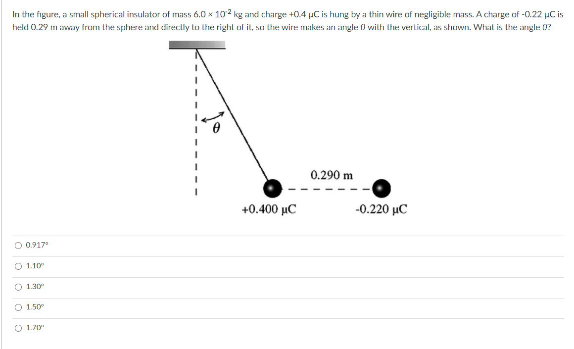 Solved In The Figure A Small Spherical Insulator Of Mass Chegg