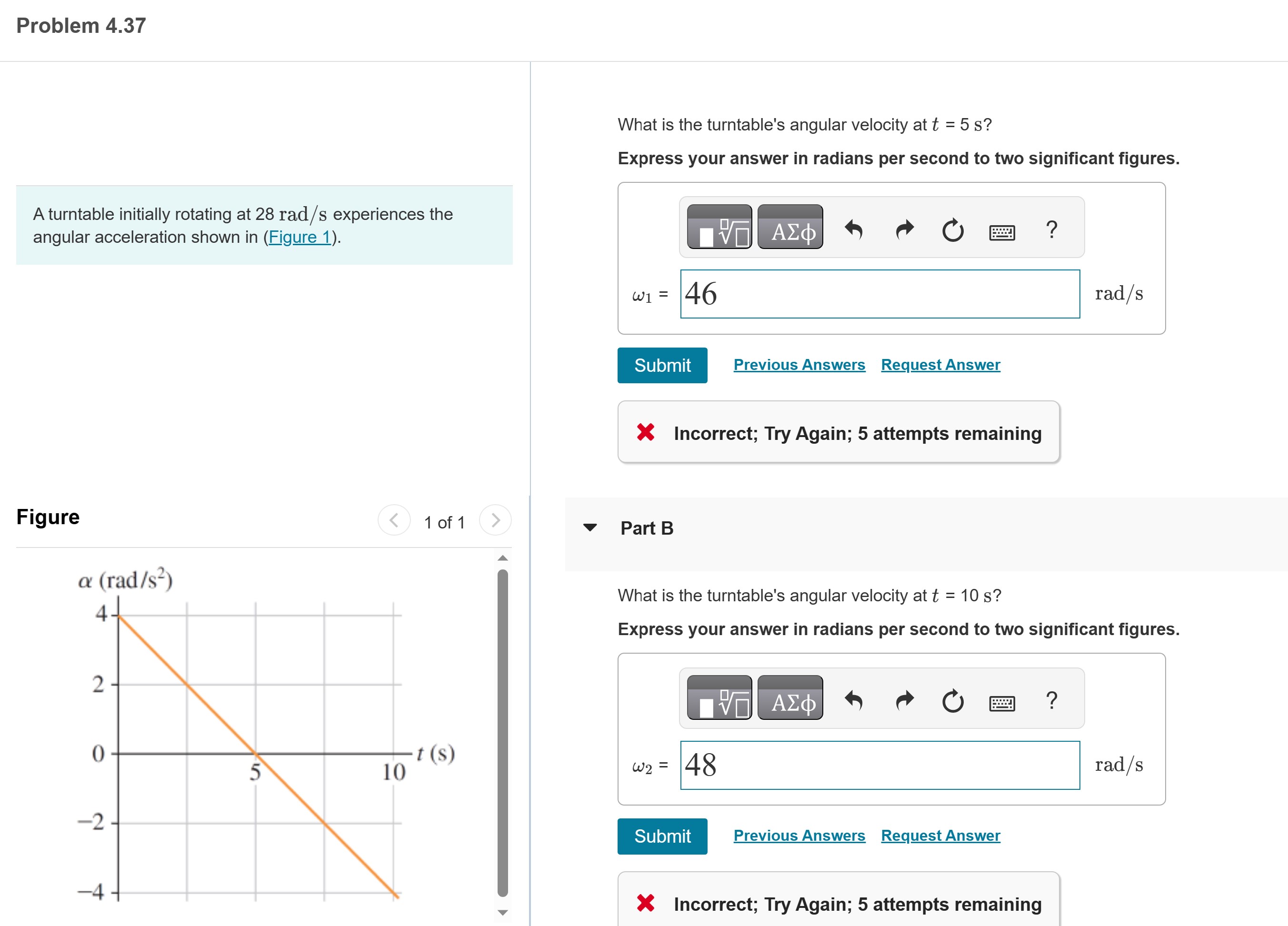 Solved What is the turntable's angular velocity at t=5 s ? | Chegg.com