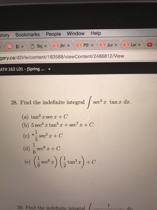 Solved Find the indefinite integral integral sec^5 x tan x | Chegg.com