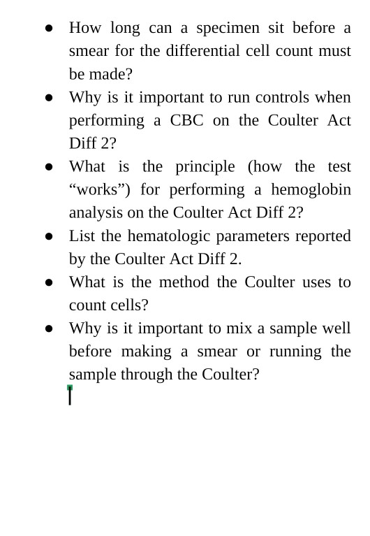 Solved How long can a specimen sit before a smear for the