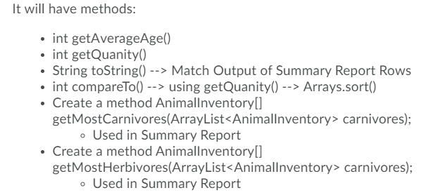 Sample Output Anna's Animal Sanctuary Summary | Chegg.com